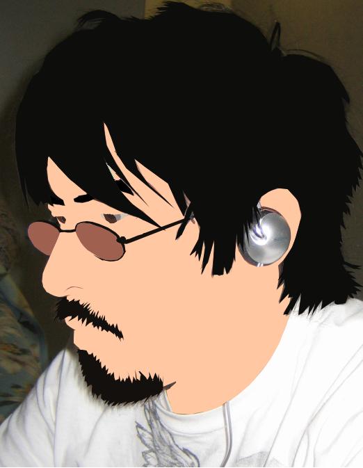 Me! Vector image, took last year, had long hair! was too lazy to go out and cut it, btw, yeah, my glasses arent that color, that would just be lame, make me look like some junkie/hippie, totally clear prescription glasses, lol